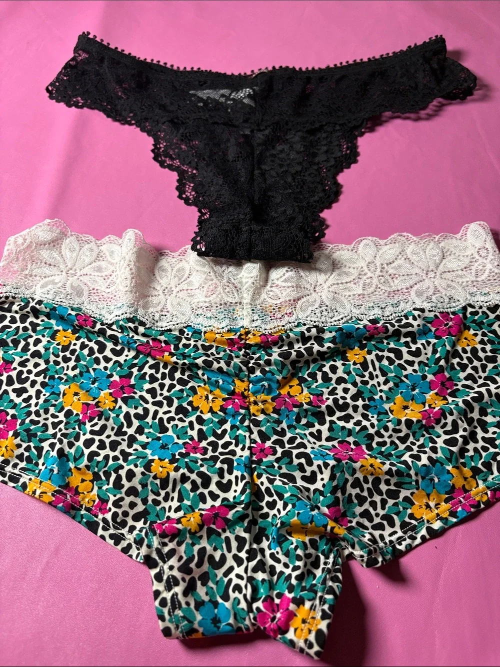 Black Lace & Neutral Panty Set - Mixed Colors